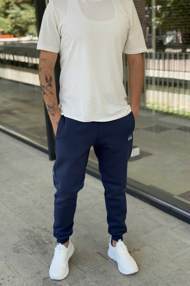 FLUFFY ONE COLOR SIMPLE MEN JOGGERS BLUE/BLU - 2
