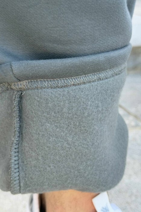 FLUFFY ONE COLOR SIMPLE MEN JOGGERS DARK GREY/GEE - 5