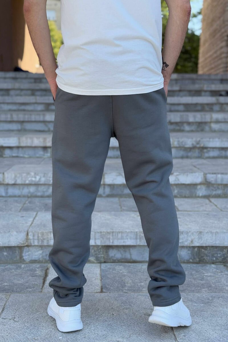 FLUFFY ONE COLOR SIMPLE MEN JOGGERS DARK GREY/GEE - 4