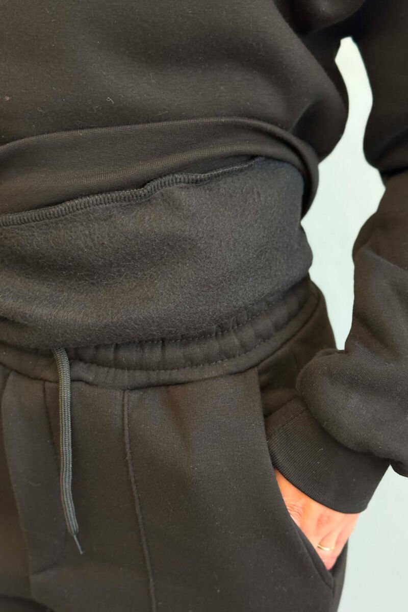 FLUFFY ONE COLOR SWEATSHIRT+ JOGGERS WOMEN SET BLACK/ E ZEZE - 2