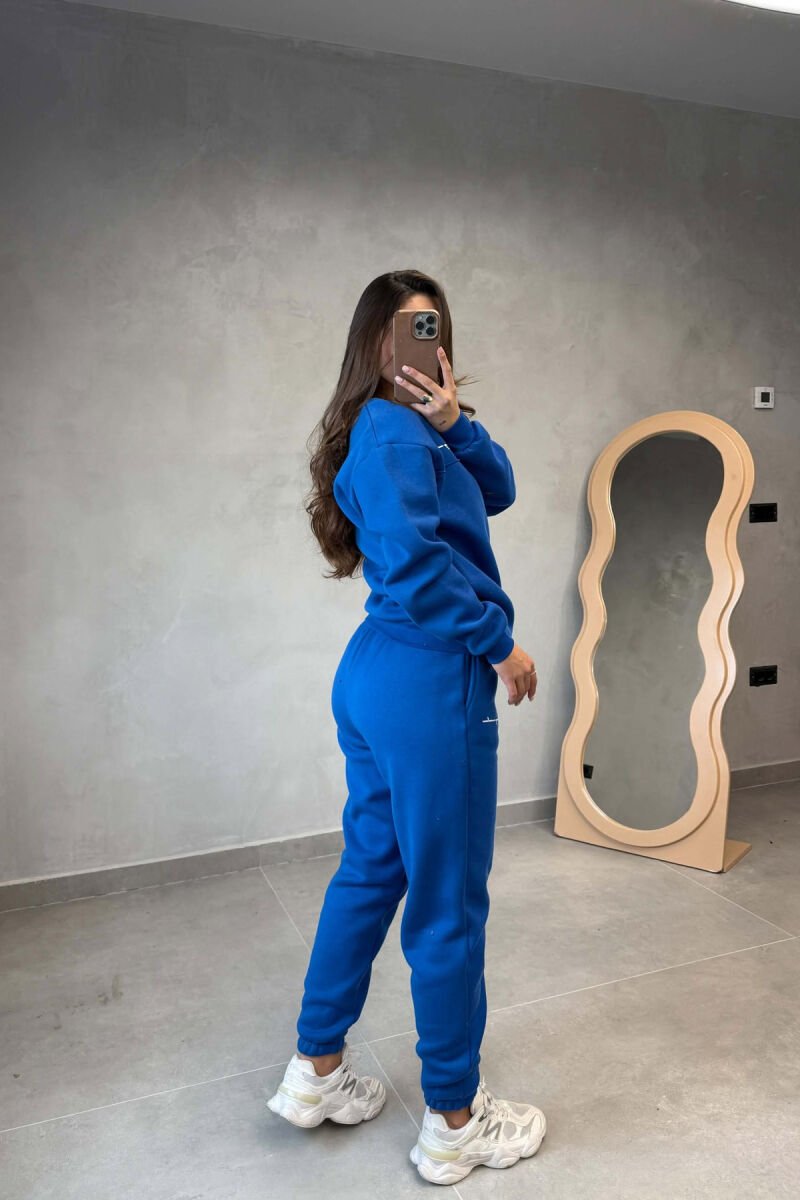 FLUFFY ONE COLOR SWEATSHIRT+ JOGGERS WOMEN SET BLUE/BLU - 2