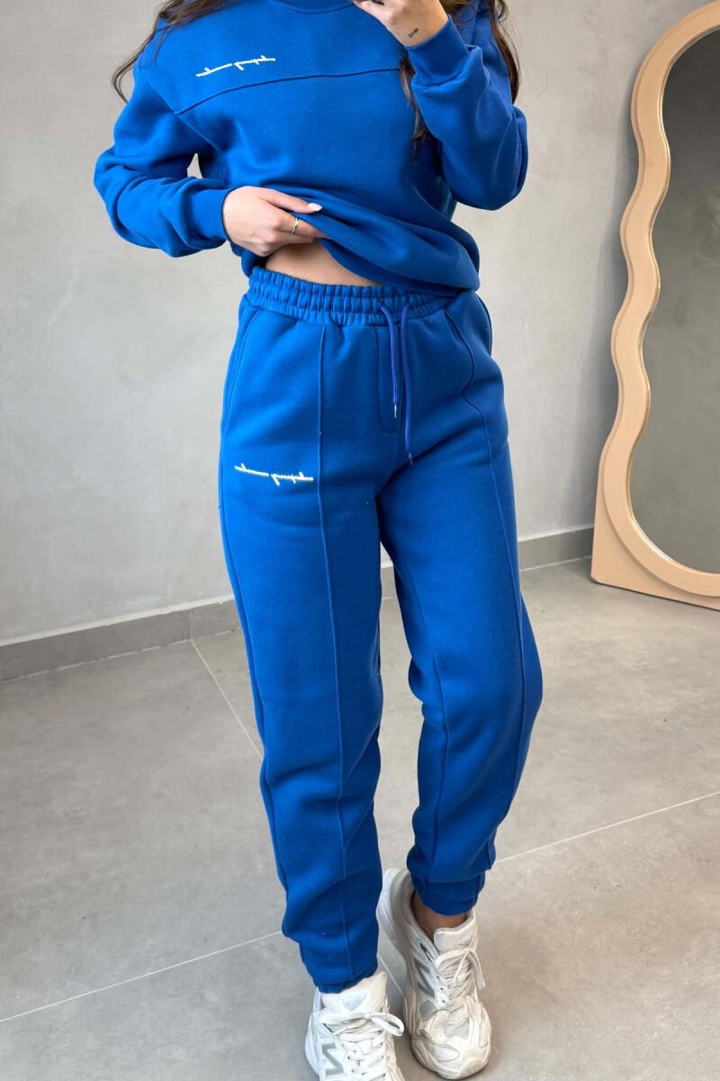 FLUFFY ONE COLOR SWEATSHIRT+ JOGGERS WOMEN SET BLUE/BLU - 3