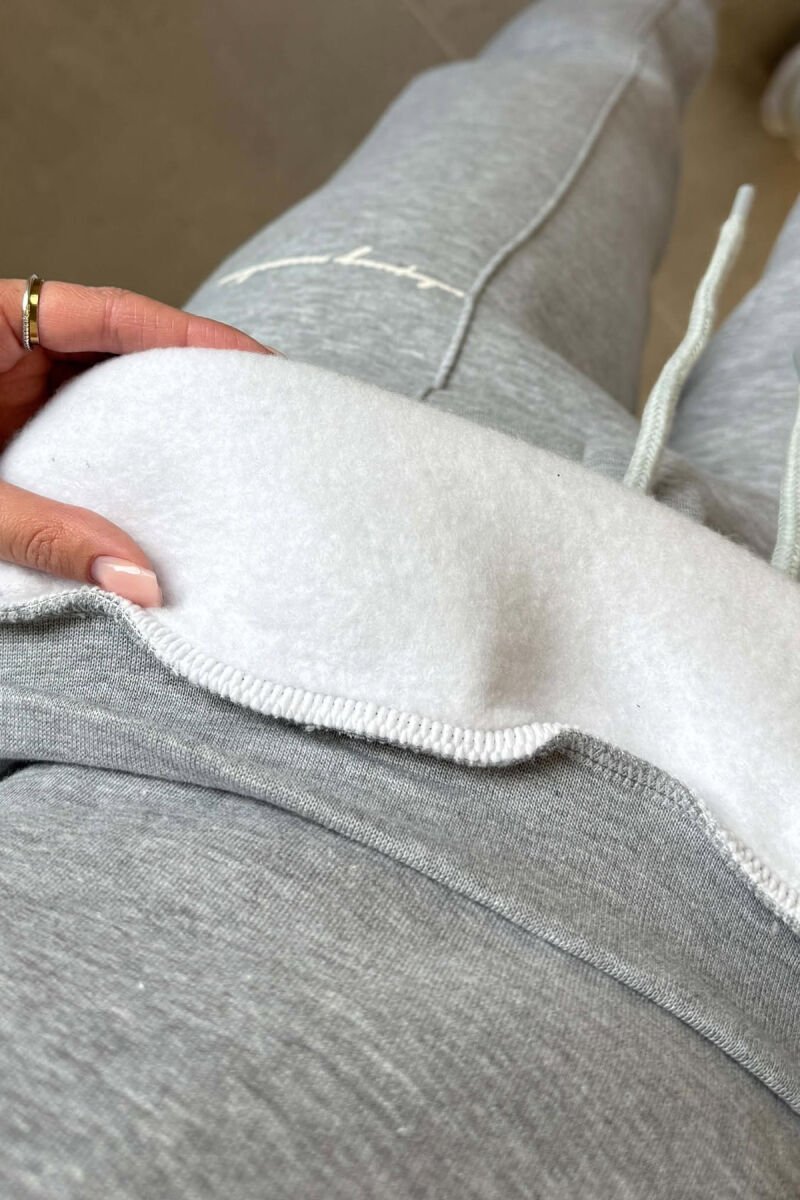 FLUFFY ONE COLOR SWEATSHIRT+ JOGGERS WOMEN SET GREY/GRI - 5