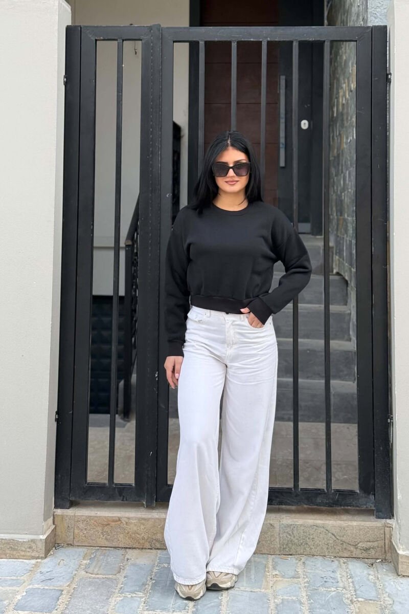 FLUFFY ONE COLOR WOMAN SWEATSHIRT BLACK/ E ZEZE - 5