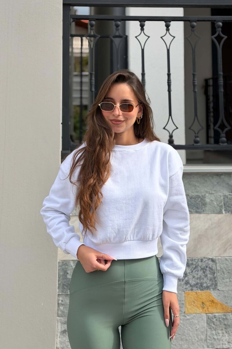 FLUFFY ONE COLOR WOMAN SWEATSHIRT WHITE-E BARDHE - 1