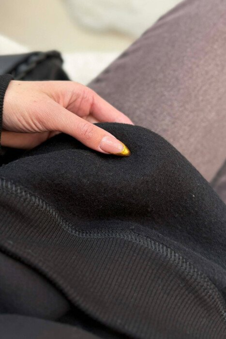 FLUFFY OVERSIZE COTTON WOMAN SWEATSHIRT BLACK/ E ZEZE - 4