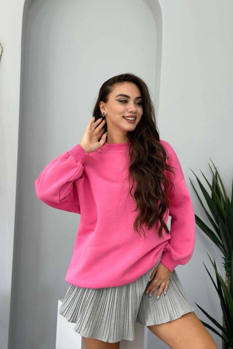 BLUZË PAMBUKU ME PUSH PËR FEMRA NË NGJYRË ROZË - KLAUDIO FASHION