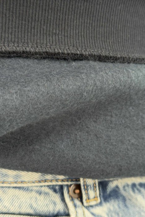 FLUFFY ROUND NECK ONE COLOR MEN SWEATSHIRT DARK BLUE/BEE - 5