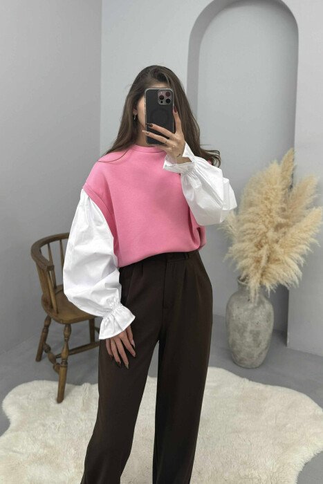 BLUZE E THJESHTE ME PUSH DHE JAKE TE RRUMBULLAKET PER FEMRA NE NGJYRE ROZE - KLAUDIO FASHION