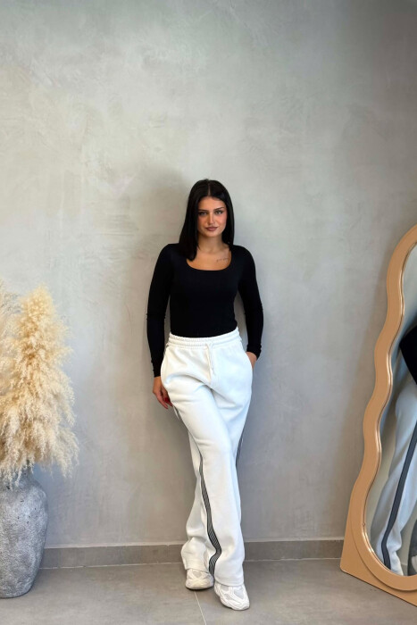 FLUFFY SIDE LINES WOMAN SWEATPANTS WHITE-E BARDHE - 2