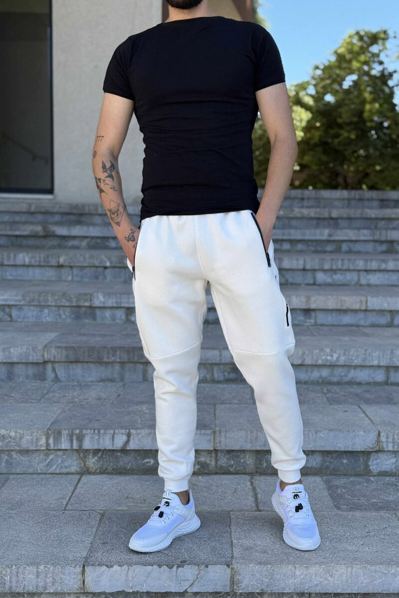 FLUFFY SIDE WRITTINGS MEN JOGGERS CREAM/KREM - 2