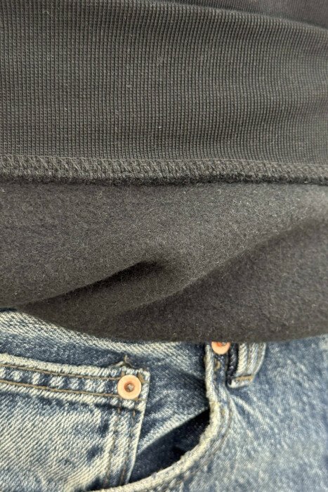 FLUFFY SIMPLE FRONT WRITTING MEN SWEATSHIRT BLACK/ E ZEZE - 3