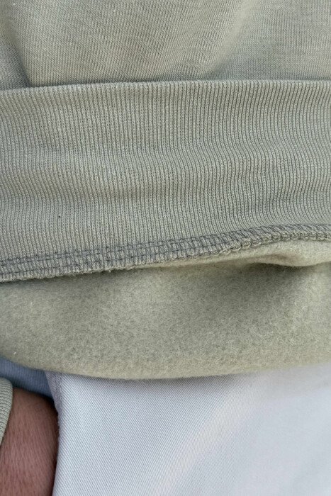 FLUFFY SIMPLE FRONT WRITTING MEN SWEATSHIRT OLIVE/ULLI - 3