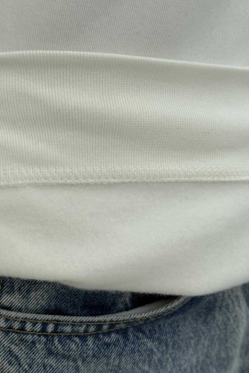 FLUFFY SIMPLE FRONT WRITTING MEN SWEATSHIRT WHITE-E BARDHE - 5