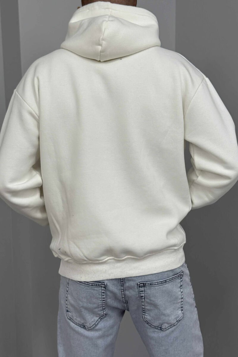 FLUFFY SIMPLE NYC FRONT LOGO MEN HOODIE WHITE-E BARDHE - 3