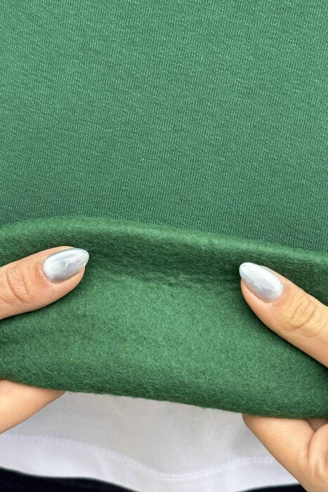 FLUFFY SIMPLE ONE COLOR WOMEN SWEATSHIRT GREEN/JESHILE - 4
