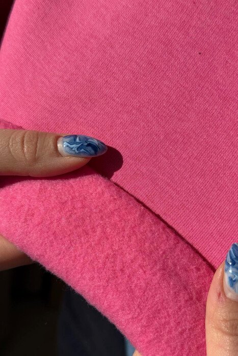 FLUFFY SIMPLE ONE COLOR WOMEN SWEATSHIRT PINK/ROZE - 6