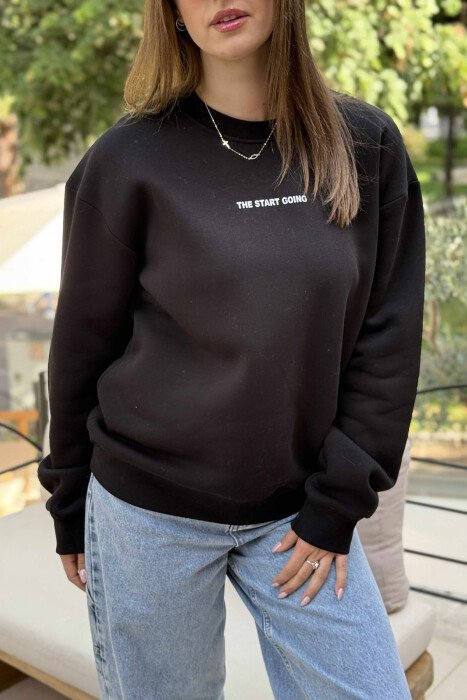 FLUFFY SIMPLE SMALL FRONT WOMEN HOODIE BLACK/ E ZEZE - 2