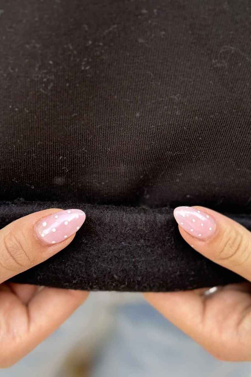 FLUFFY SIMPLE SMALL FRONT WOMEN HOODIE BLACK/ E ZEZE - 3