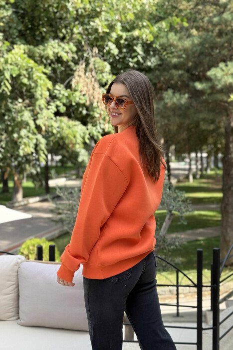 FLUFFY SIMPLE SMALL FRONT WOMEN HOODIE ORANGE/PORTOKALLI - 3