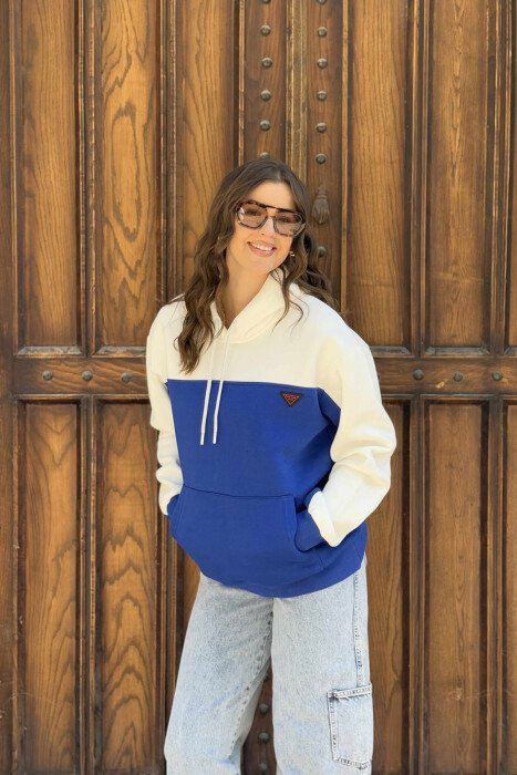 FLUFFY SIMPLE SMALL LOGO WOMEN HOODIE BLUE/BLU - 1