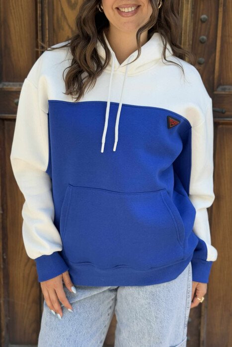 FLUFFY SIMPLE SMALL LOGO WOMEN HOODIE BLUE/BLU - 4