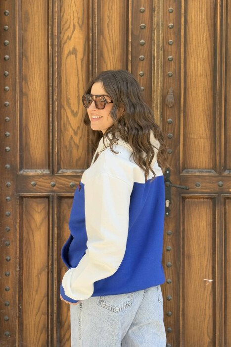 FLUFFY SIMPLE SMALL LOGO WOMEN HOODIE BLUE/BLU - 3