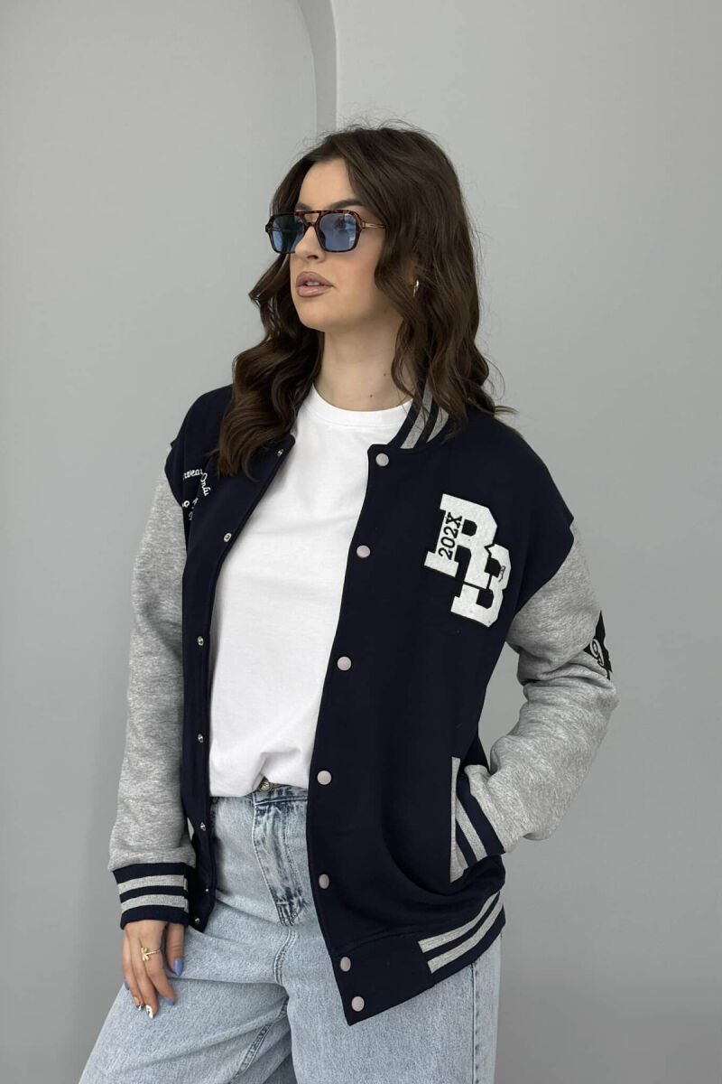 FLUFFY SIMPLE WRITTINGS WOMEN JACKET BLUE/BLU - 1
