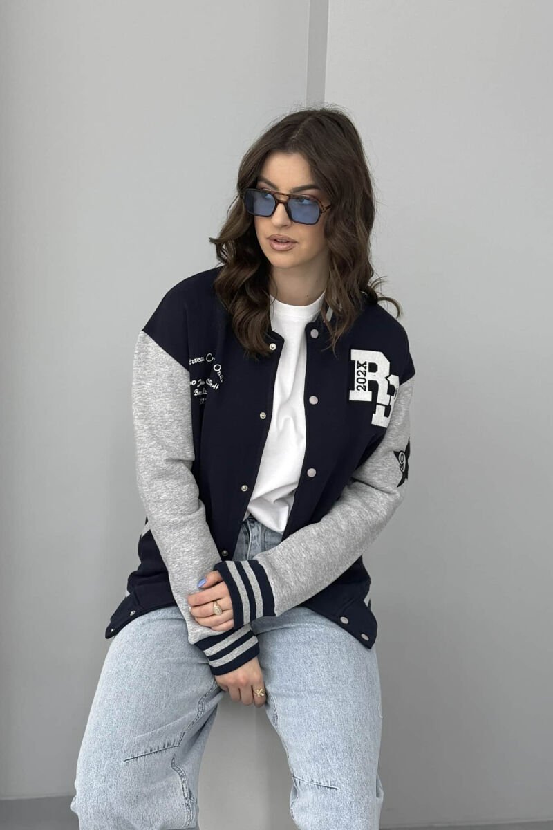FLUFFY SIMPLE WRITTINGS WOMEN JACKET BLUE/BLU - 3