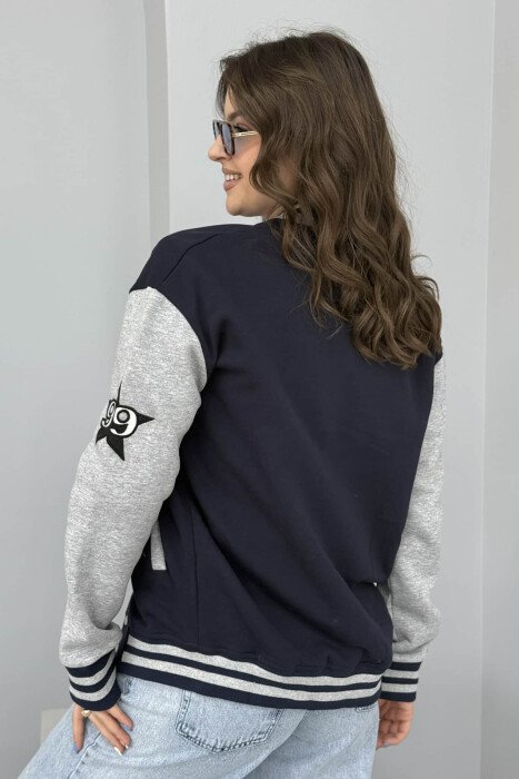 FLUFFY SIMPLE WRITTINGS WOMEN JACKET BLUE/BLU - 5