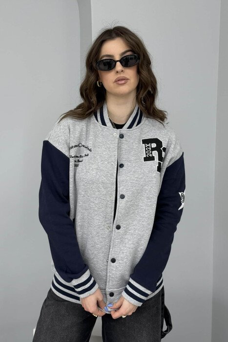 FLUFFY SIMPLE WRITTINGS WOMEN JACKET GREY/GRI 