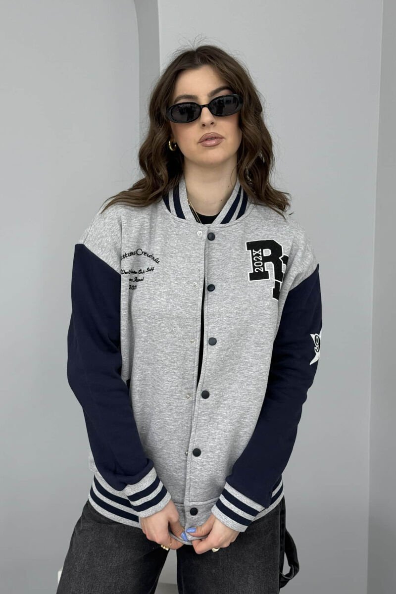 FLUFFY SIMPLE WRITTINGS WOMEN JACKET GREY/GRI - 1