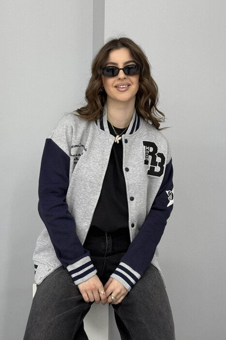 FLUFFY SIMPLE WRITTINGS WOMEN JACKET GREY/GRI - 3