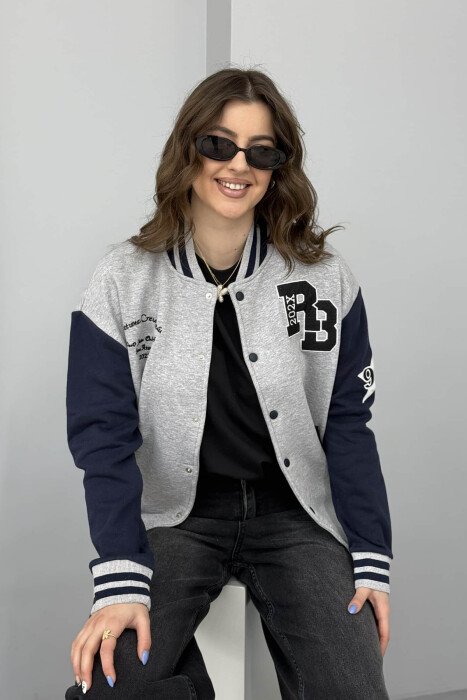 FLUFFY SIMPLE WRITTINGS WOMEN JACKET GREY/GRI - 4