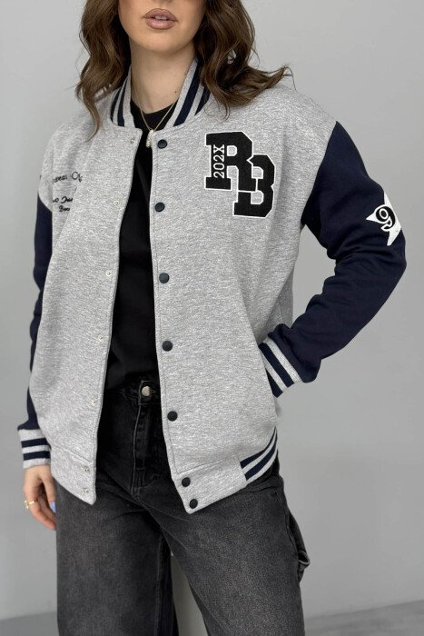 FLUFFY SIMPLE WRITTINGS WOMEN JACKET GREY/GRI - 5