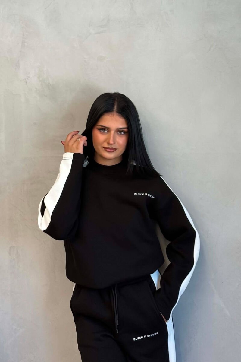 FLUFFY SMALL WRITTINGS SWEATSHIRT+ SWEATPANTS WOMEN SET BLACK/ E ZEZE - 3