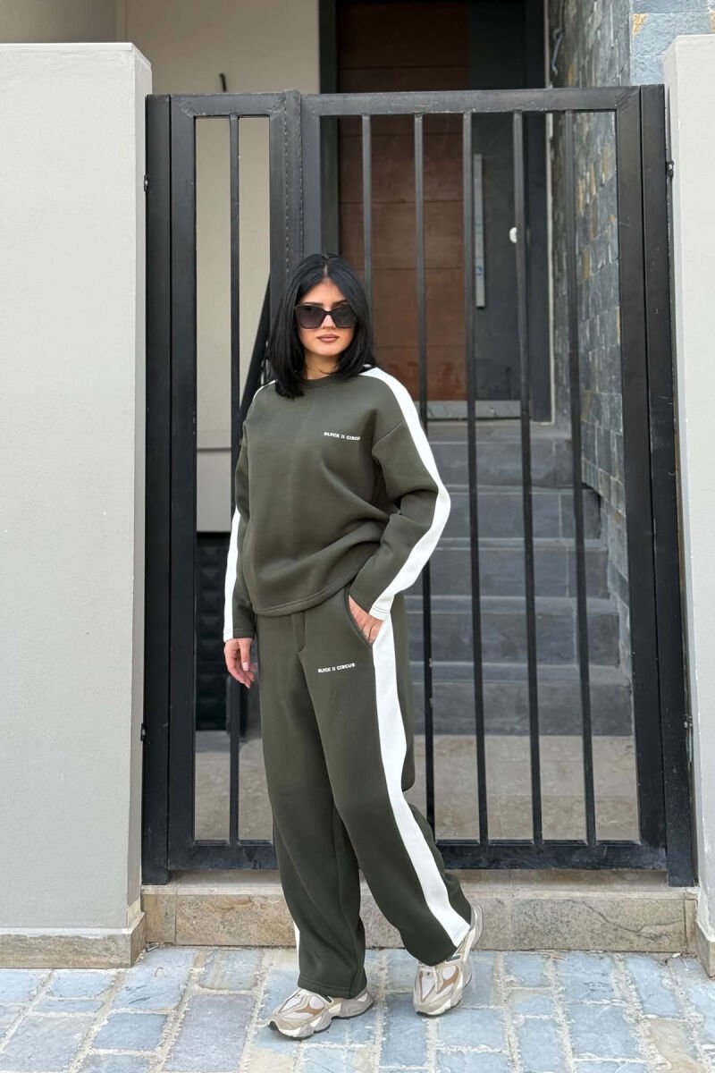 FLUFFY SMALL WRITTINGS SWEATSHIRT+ SWEATPANTS WOMEN SET GREEN/JESHILE - 3