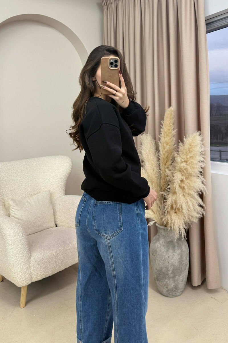 FLUFFY WRITTINGS COTTON WOMAN SWEATSHIRT BLACK/ E ZEZE - 4