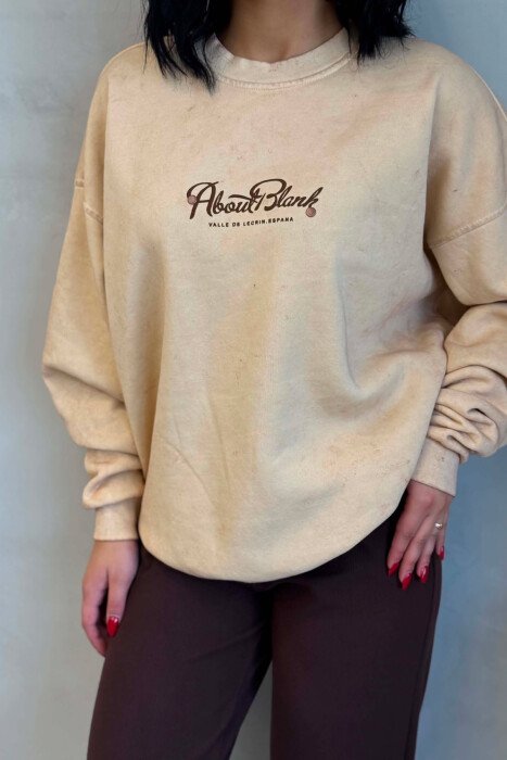 FLUFFY WRITTINGS WOMAN SWEATSHIRT BEIGE/BEZHE - 5