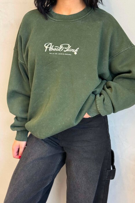FLUFFY WRITTINGS WOMAN SWEATSHIRT GREEN/JESHILE - 2