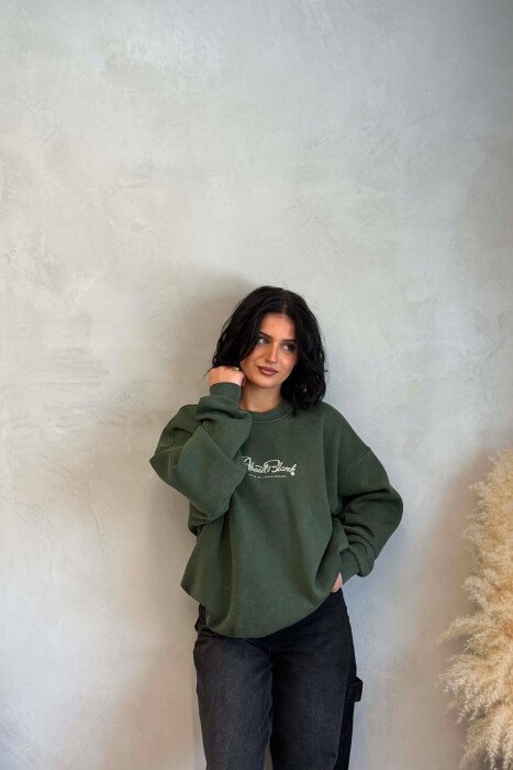FLUFFY WRITTINGS WOMAN SWEATSHIRT GREEN/JESHILE - 3