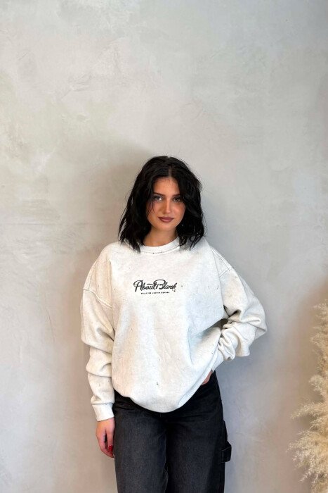 FLUFFY WRITTINGS WOMAN SWEATSHIRT WHITE-E BARDHE 