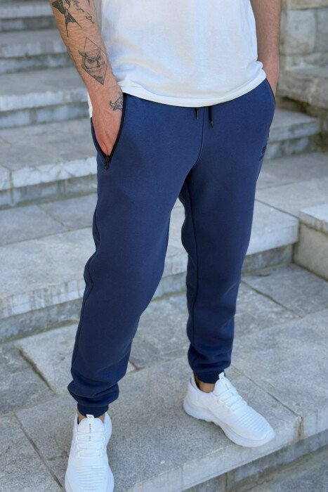 FLUFFY ZIPPER POCKETS MEN JOGGERS BLUE/BLU - 3