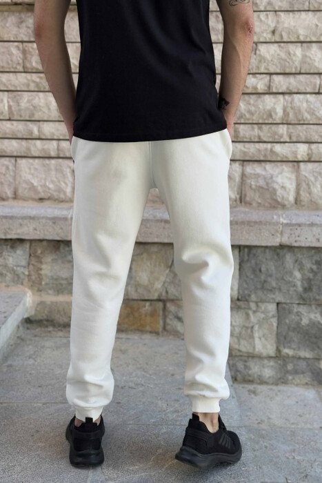 FLUFFY ZIPPER POCKETS MEN JOGGERS WHITE-E BARDHE - 4