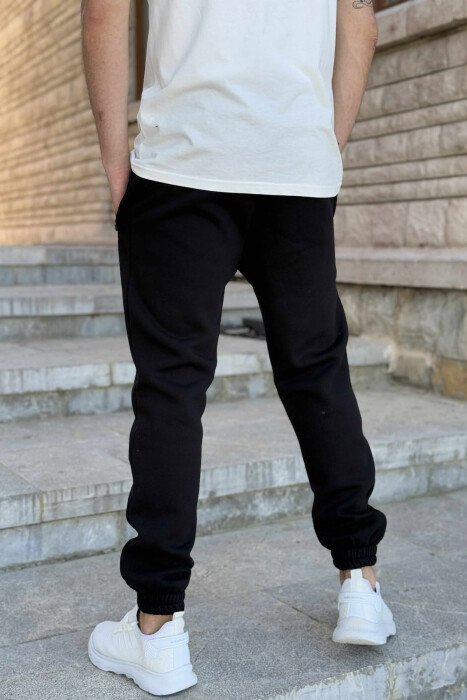 FLUFFY ZIPPER POCKETS ONE COLOR MEN JOGGERS BLACK/ E ZEZE - 4