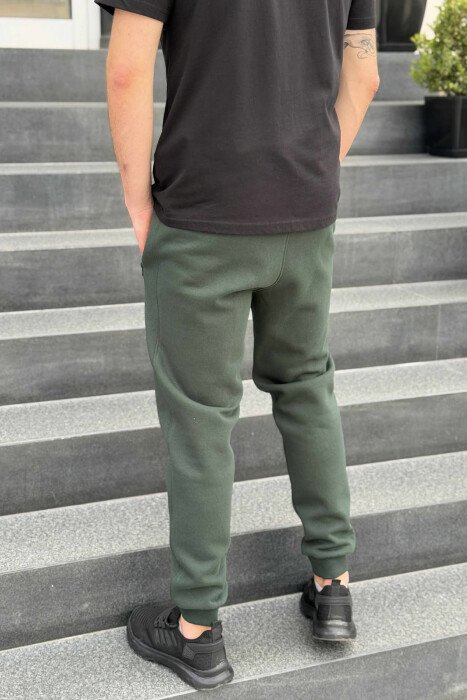 FLUFFY ZIPPER POCKETS ONE COLOR MEN JOGGERS GREEN/JESHILE - 4