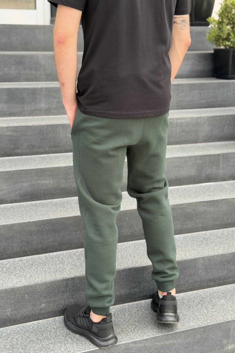 FLUFFY ZIPPER POCKETS ONE COLOR MEN JOGGERS GREEN/JESHILE - 4