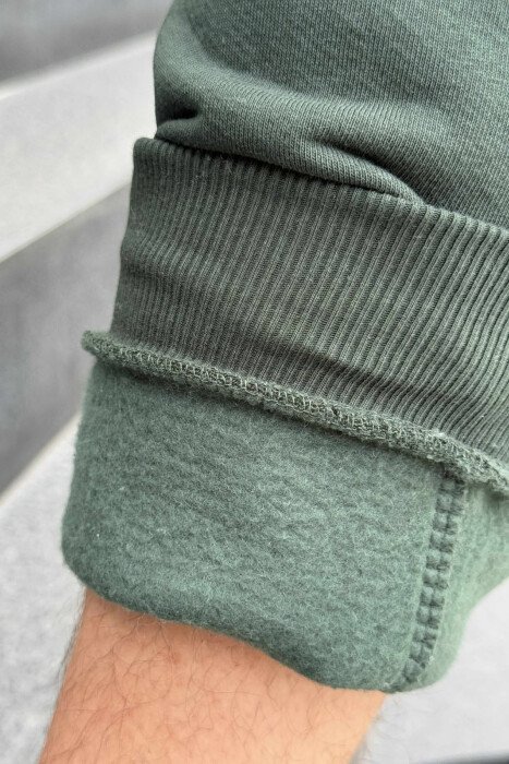 FLUFFY ZIPPER POCKETS ONE COLOR MEN JOGGERS GREEN/JESHILE - 5