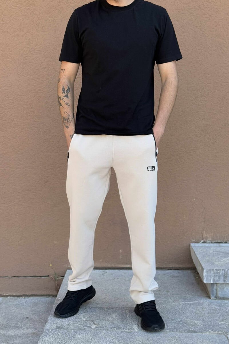 FLUFFY ZIPPER POCKETS SMALL LOGO MEN JOGGERS BEIGE/BEZHE - 2