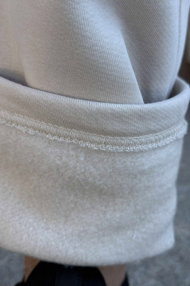 FLUFFY ZIPPER POCKETS SMALL LOGO MEN JOGGERS BEIGE/BEZHE - 5